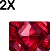 BWK Flexibele Placemat - Prachtige Rode Robijn - Ruby - Edelsteen - Set van 2 Placemats - 35x25 cm - PVC Doek - Afneembaar