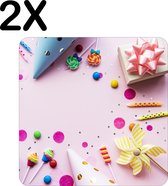 BWK Stevige Placemat - Roze Party - Feest - Versiering - Achtergrond - Set van 2 Placemats - 40x40 cm - 1 mm dik Polystyreen - Afneembaar