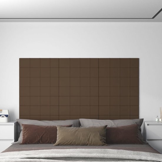 The Living Store Wandpanelen - Trendy bruine wandbekleding - 60 x 15 cm - Duurzaam en geluidsabsorberend - Set van 12