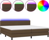 The Living Store Bed Boxspring LED Donkerbruin 203x200x78/88cm - verstelbaar hoofdbord - pocketvering matras - huidvriendelijk topmatras - kleurrijke LED-verlichting - inclusief montagehandleiding