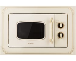 Klarstein Magnetron Victoria 20 inbouw retro, 20 L, 800 W Mikrowellen /1000 W grillvermogen, 3 Kombi functies, rvs, . Einbaurahmen, elfenbein - voor Keuken - Zwart - Microwave - Combimagnetron - Microgolfoven