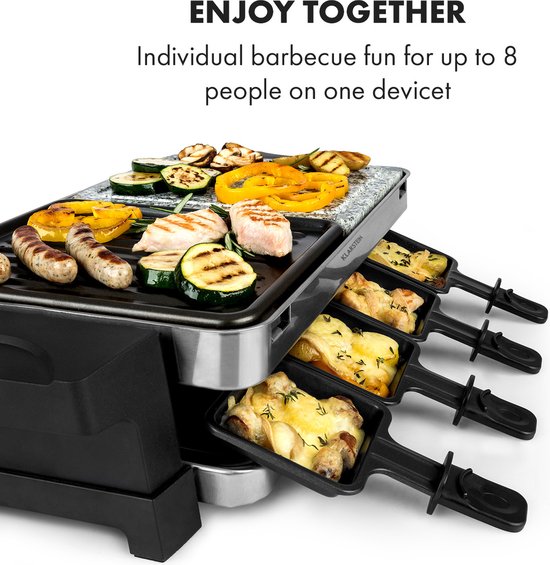 Sirloin raclette 1500W aluminium / steen 8 personen controle-LED — afbeelding 3