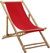 The Living Store Terrasstoel - Bamboe - 60 x (108-123) x (62-93) cm - Rood