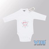 VIB® - Rompertje Luxe Katoen - Mama Hartjes (Wit) - Babykleertjes - Baby cadeau