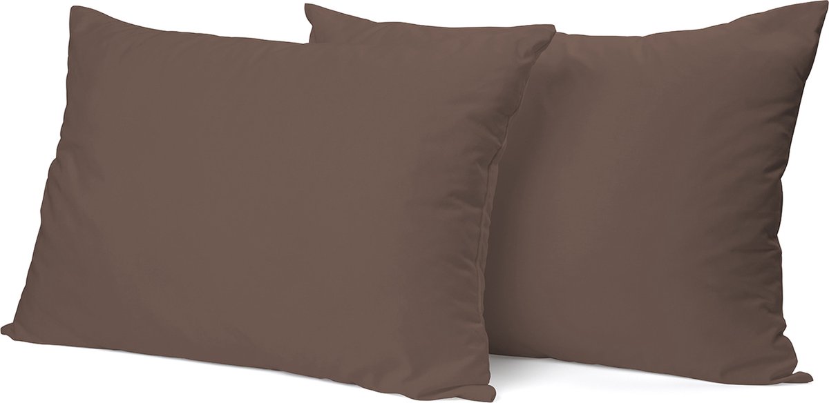 Eleganzzz Kussensloop Hotelsluiting Percal Katoen - Taupe - Kussensloop 60x70cm - Kussenslopen set van 2 - 100% Katoen