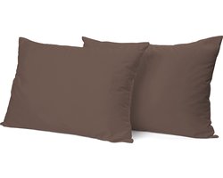 Eleganzzz Kussensloop Hotelsluiting Percal Katoen - Taupe - Kussensloop 60x70cm - Kussenslopen set van 2 - 100% Katoen