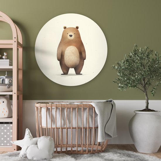 WallCircle - Cercle mural ⌀ 90 - Aquarelle - Ours - Marron - Animaux - Tableaux ronds salon - Plaque murale ronde - Cercle de Décoration murale - Décoration de chambre à l'intérieur - Cercle mural de Décoration murale - Accessoires de maison