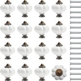 Kurty Witte en Bronzen Pompoen Keramische Knoppen met Schroeven (16 Pak) – 3,4 x 3,8 cm – Rond Vintage Trek Handvatten Voor Huis & Kantoor Meubels – Keuken Kasten, Lades & Kastdeuren