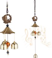 Carillons éoliens Relaxdays lot de 2 - pendentifs éoliens - décoration feng shui - carpe koi - métal
