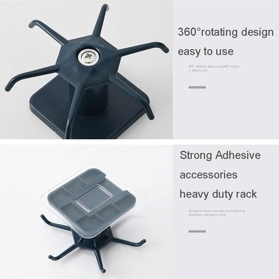SHBaizoy 2 stuks 360° draaibare keukengereihaak haken voor keukengerei met 6 haken geen boren haaklijst voor keukengerei keukenorganizer hangend (zwart