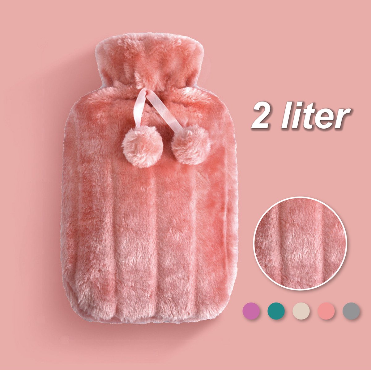 Goedkoopste Colorful Sun® Kruik met Hoes 2L – Warm & Koud Gebruik – Pluche Warmwaterkruik – Nek-, Rug- & Buikverwarmer – Ideaal bij Spierpijn, Buikpijn & Koeling – Voor in Bed & Overdag – Perfect Cadeau – Roze