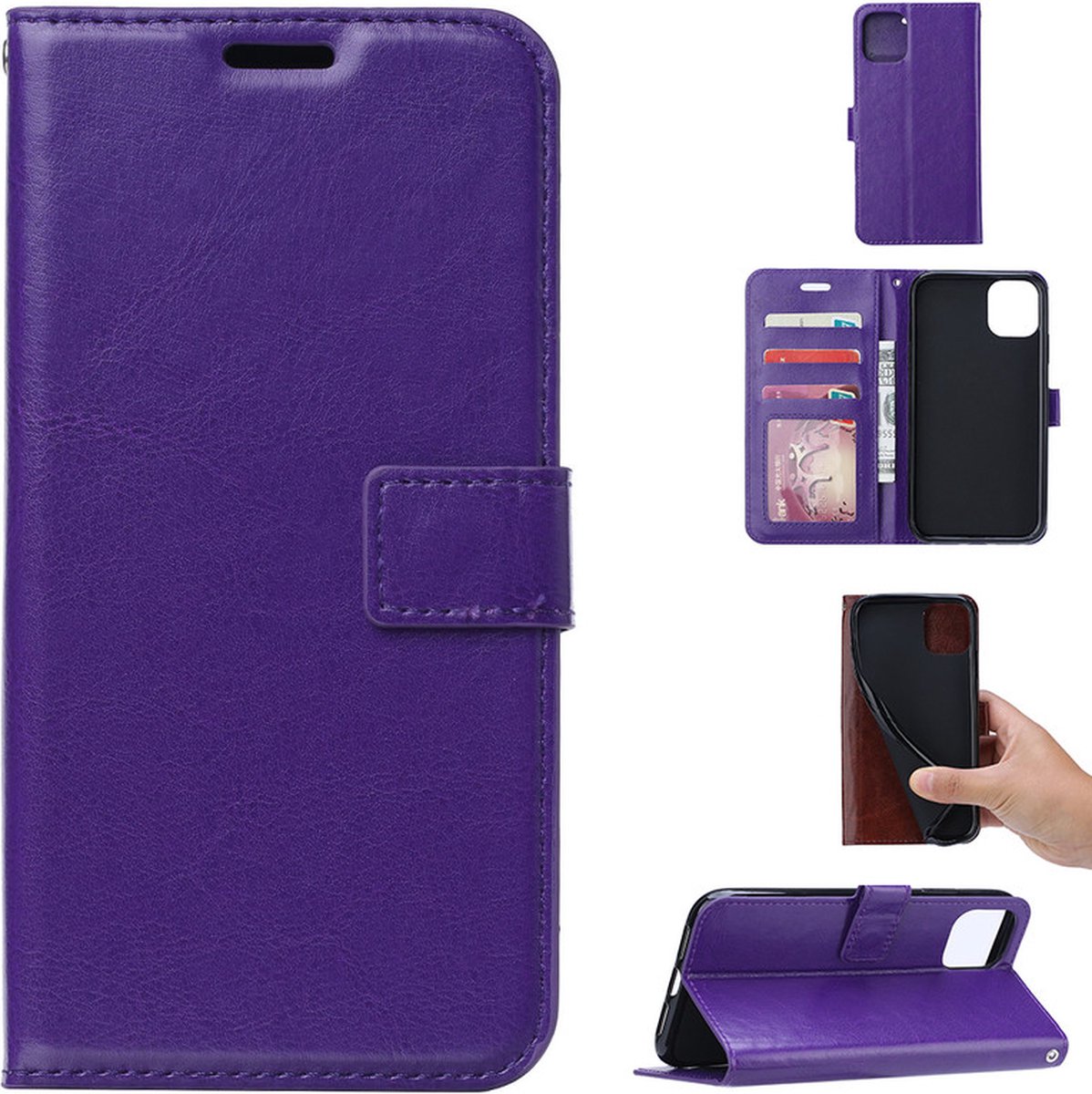 Bookcase Paars Geschikt voor Apple iPhone 15 Plus - portemonnee hoesje - ZT Accessoires