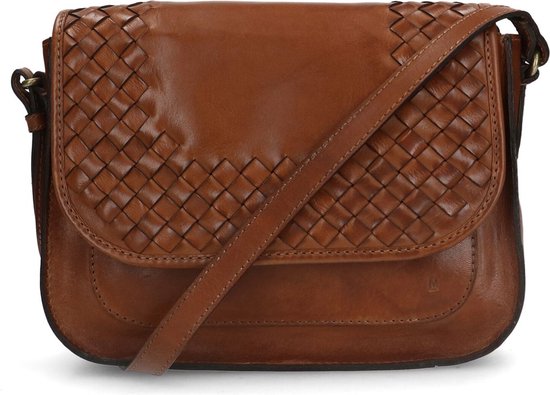 Manfield - Cognac leren schoudertas