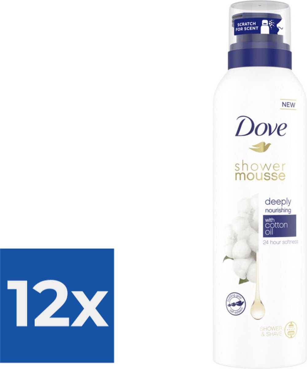 Goedkoopste Dove Shower Foam Deeply Nourishing Cotton Oil 200 ml - Voordeelverpakking 12 stuks
