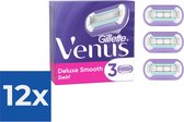 Gillette Venus Deluxe Smooth Swirl Scheermesjes Voor Vrouwen - 3 Navulmesjes - Voordeelverpakking 12 stuks