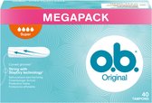 O.B. Tampons - Megapack Super Plus - Gebogen Groeven - 40 stuks - Voordeelverpakking 12 stuks