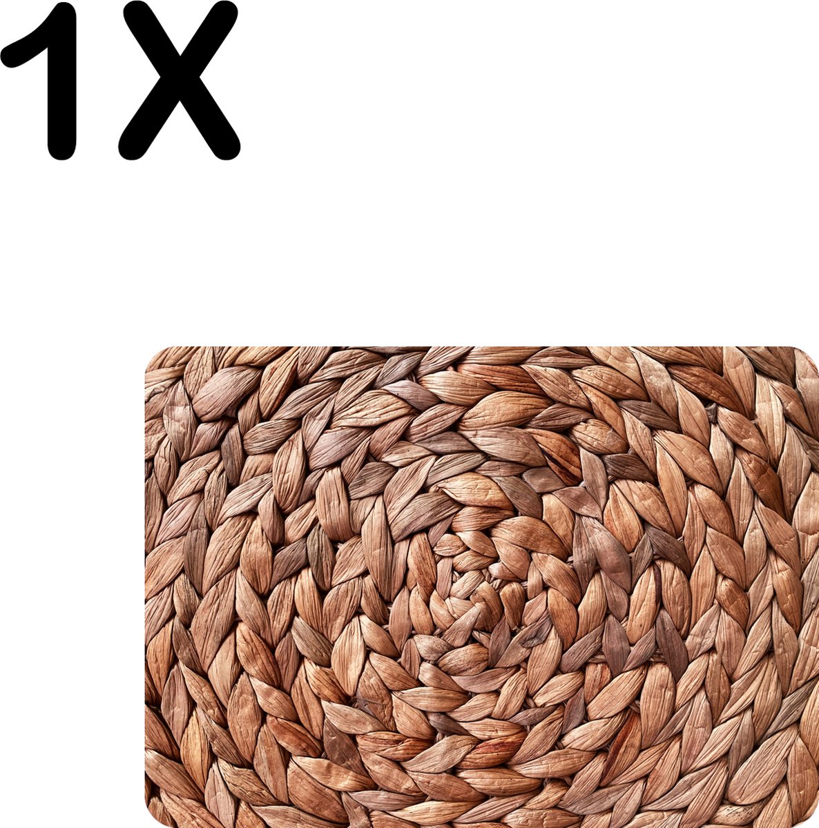 BWK Luxe Placemat - Gewoven Riet in een Cirkel - Set van 1 Placemats - 35x25 cm - 2 mm dik Vinyl - Anti Slip - Afneembaar