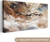 Canvas schilderij 80x40 cm - Abstract beige schilderij - Kamer decoratie accessoires - Schilderijen woonkamer - Wanddecoratie slaapkamer - Muurdecoratie keuken - Wanddoek interieur binnen - Woondecoratie huis - Verf kunst