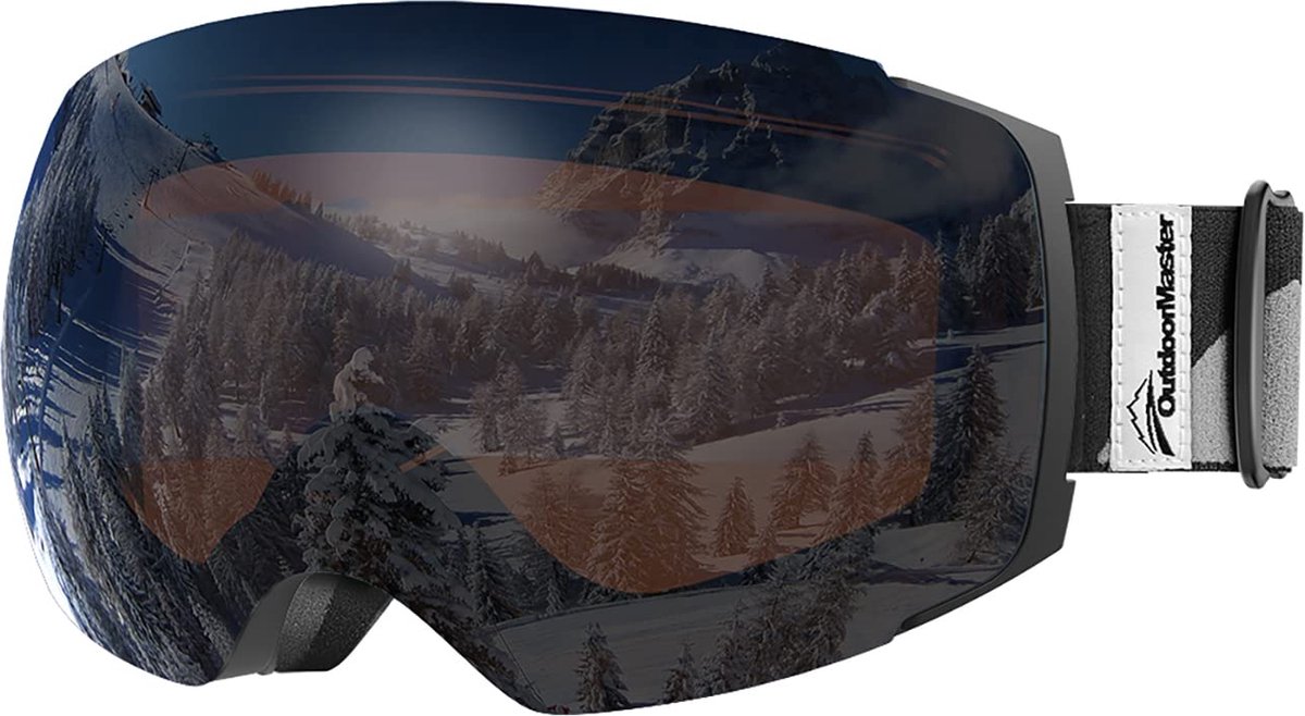 OUTDOOR MASTER OTG Skibril PRO | 100% UV beschermende ski/snowboard-bril voor heren, dames en jongeren | Te gebruiken over zonnebril | Licht, flexibel frame met dubbel gelaagd vizier voorkomt condens | Compatible met elke helm