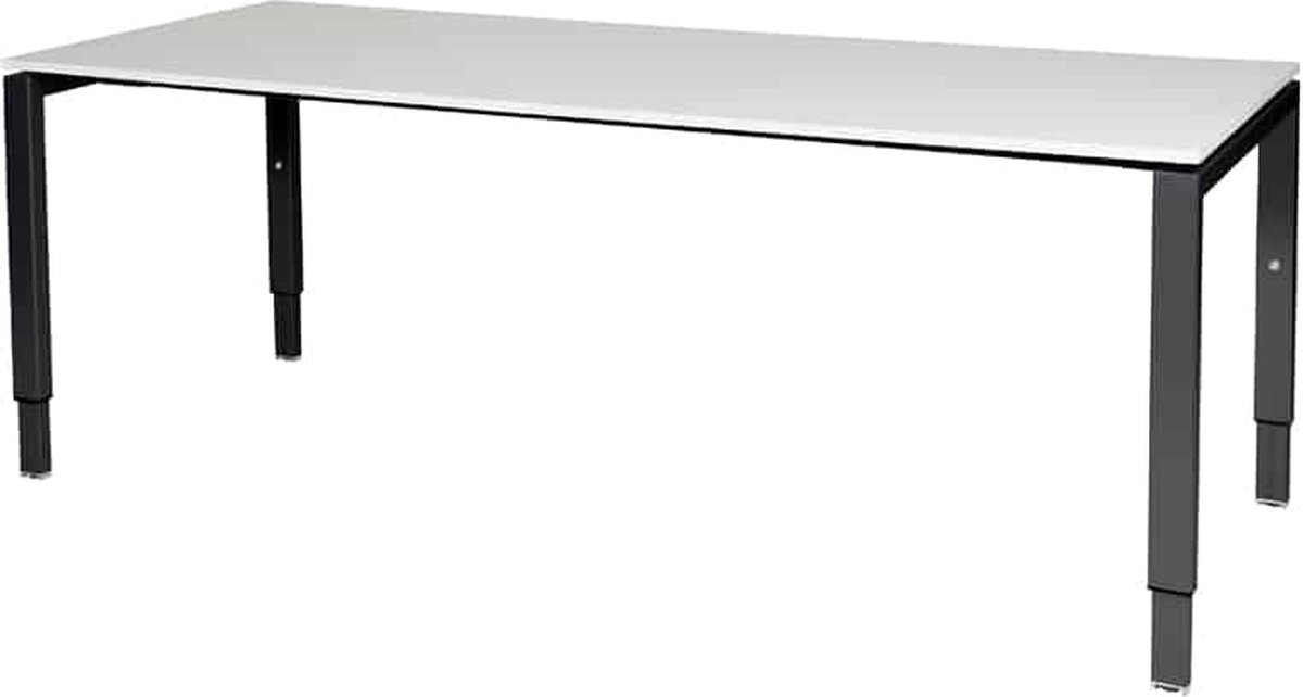 Verstelbaar Bureau - Domino 200x80 grijs - zwart frame