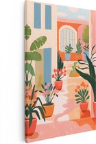 Artaza Canvas Schilderij Plantentuin - Kleurrijke Tuin - Abstract - 80x120 - Groot - Foto Op Canvas - Wanddecoratie Woonkamer
