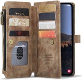 CaseMe C30 Hoesje Geschikt voor Samsung Galaxy A34 | Wallet Zipper Book Case met Pasjeshouder | Beschermhoes met Portemonnee | Bruin