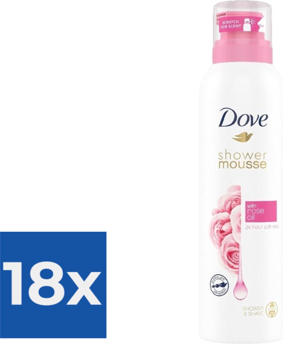 Goedkoopste Dove Rose Oil - 200 ml - Shower Foam - Voordeelverpakking 18 stuks