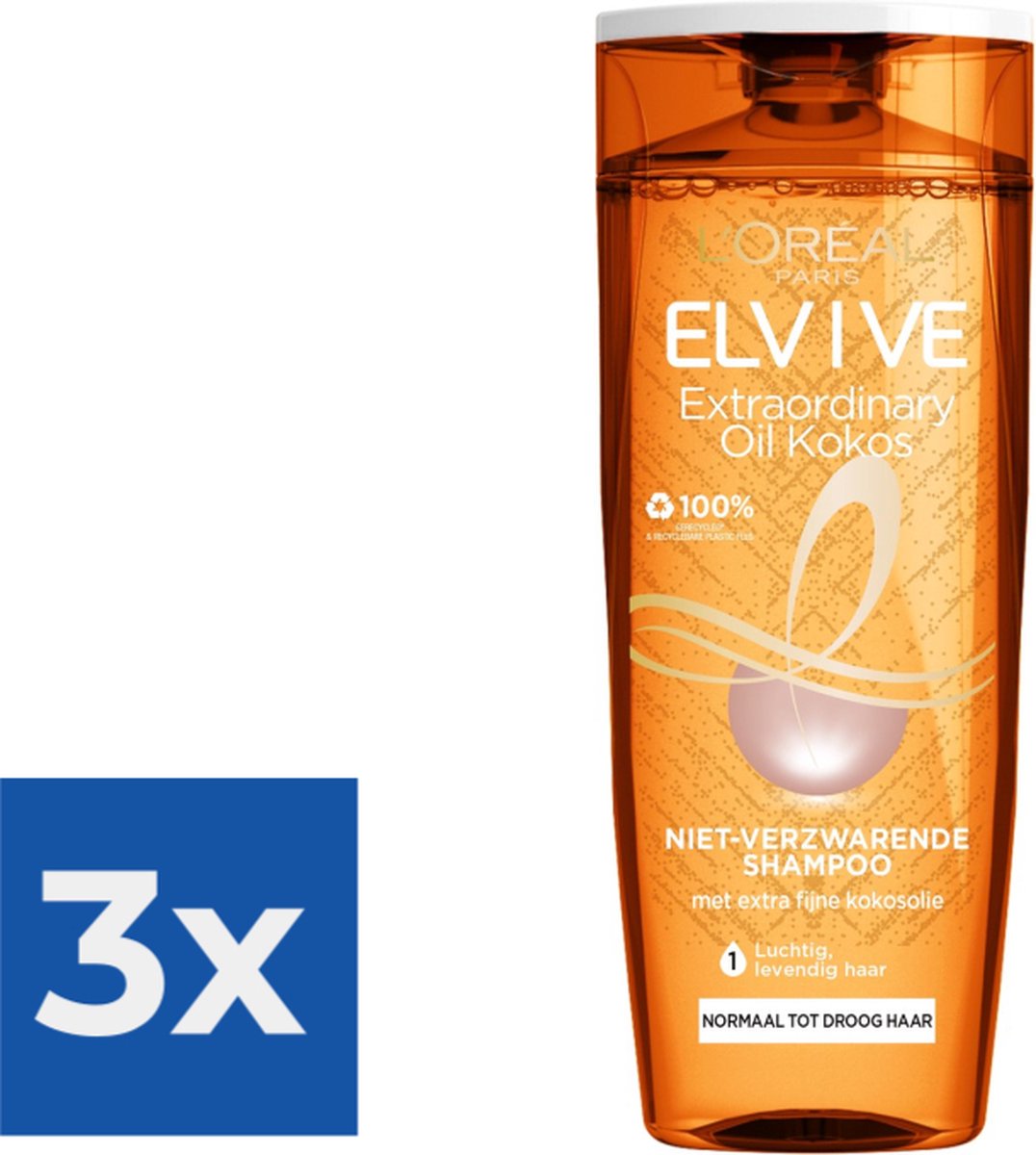 L’Oréal Paris Elvive Shampoo - Extraordinairy Oil Kokosolie - 3 x 250 ml