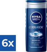 NIVEA Men Douchegel Cool Kick - 250 ml - Voordeelverpakking 6 stuks