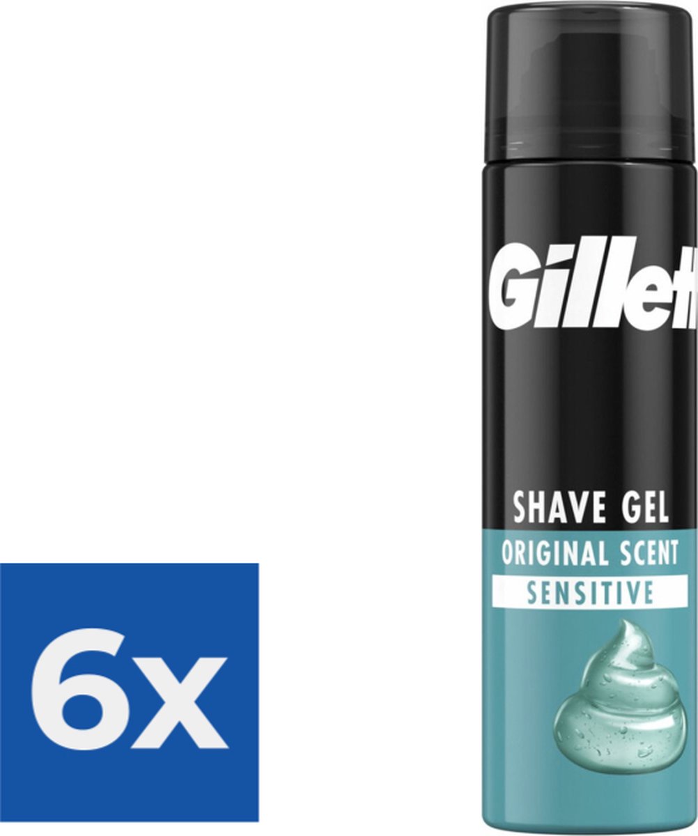 Gillette Gevoelige Huid Scheergel Basic 200 ml Voordeelverpakking 6 stuks