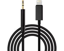 Aux Kabel iPhone Auto - iPhone Lightning naar Headphone Jack Audio Aux - 3,5 mm - Zwart - 1 Meter