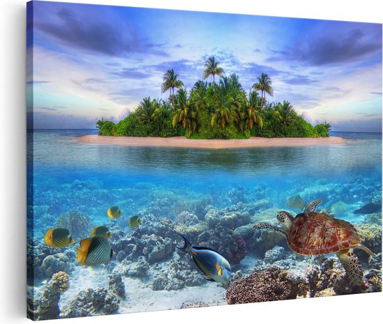 Artaza Tableau sur Toile Île Tropicale Maldives - 120x80 - Groot - Photo sur Toile - Décoration murale Salon