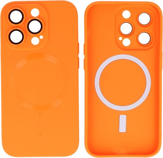 Coque arrière iPhone 15 Pro Max - Étui MagSafe avec protecteur d'appareil photo - Oranje