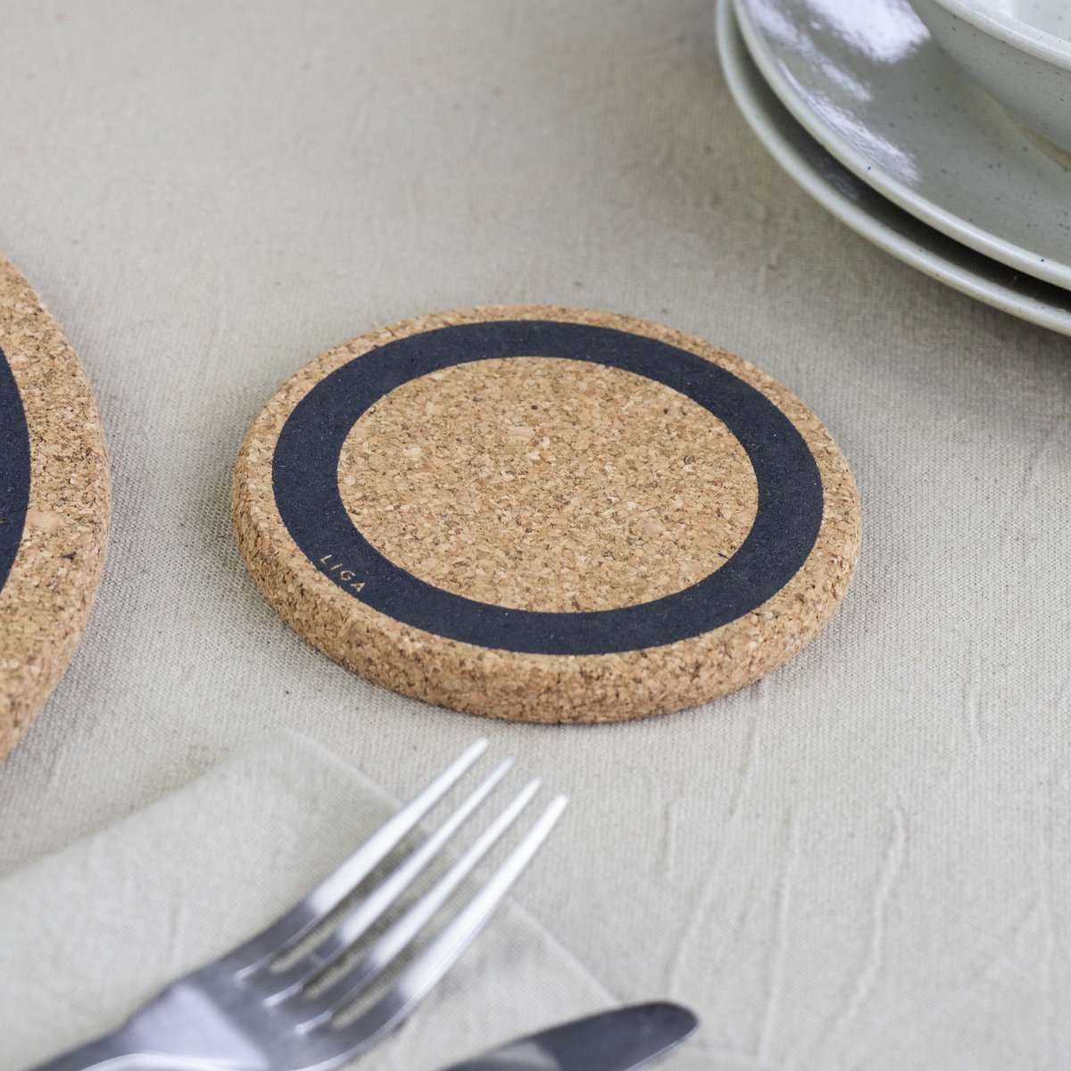 LIGA - Onderzetter Aarde Set van 4 Stuks - Kurk - Beige -