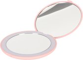LED spiegel - Make-up Spiegel voor op Reis-10X vergroting – Mini spiegel - inklapbaar-Daglicht LED-Draagbaar-Roze