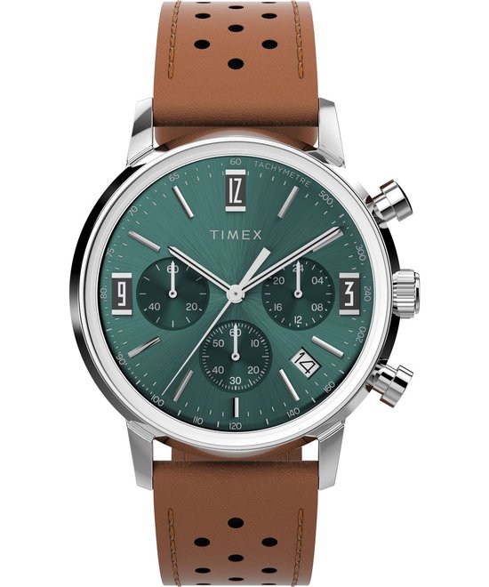 Timex Marlin Chrono TW2W10100 Horloge - Leer - Bruin - Ø 40 mm