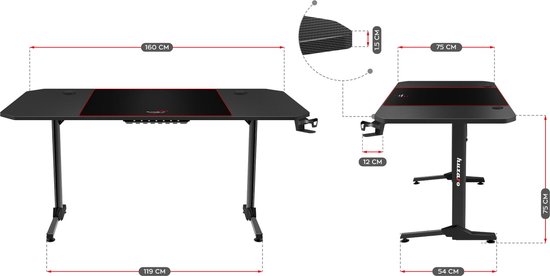 huzaro Hero 4.8 RGB | LED Gaming PC tafel XXL bureau | Inclusief