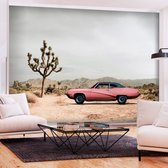Fotobehangkoning - Behang - Vliesbehang - Fotobehang Woestijnen van Californië - Retro Auto - 400 x 280 cm