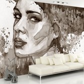 Fotobehangkoning - Behang - Vliesbehang - Fotobehang Schilderij van een Vrouw - 400 x 280 cm