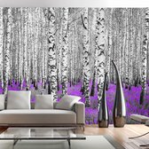 Fotobehangkoning - Behang - Vliesbehang - Fotobehang Bos met Lavendel Bloemen - Purple asylum - 100 x 70 cm