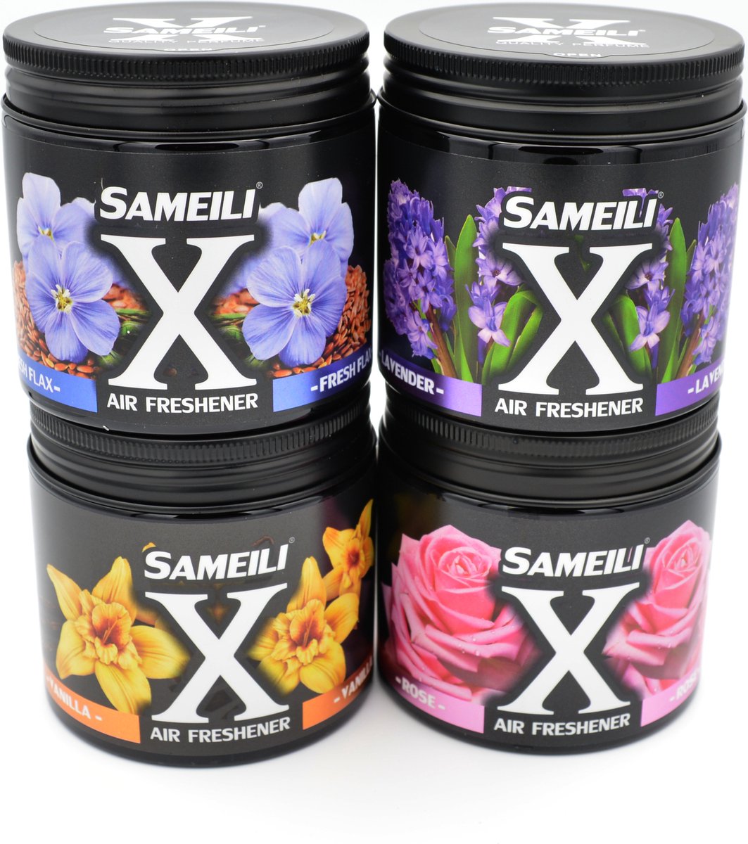 Sameili X - Luchtverfrisser in Pot - Gaat 2 tot 3 Maanden Mee - Natuurlijke Ingrediënten - Flower Bundel 4 Stuks