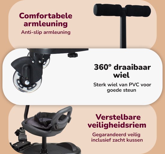 HeppieBabie - Meerijdplankje Deluxe - Met Zitje - Voor Kinderwagen/Buggy - Buggy Board - Met Ebook - Universeel van HeppieBabie — afbeelding 2