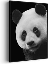 Akoestisch Schilderij Pandabeer Zwart Wit 02 Rechthoek Verticaal Pro XL (86 X 120 CM) - Akoestisch paneel - Akoestische Panelen - Akoestische wanddecoratie - Akoestisch wandpaneel