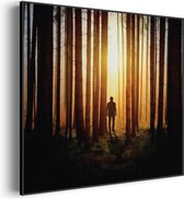 Akoestisch Schilderij De bomen door het bos Vierkant Pro S (50 X 50 CM) - Akoestisch paneel - Akoestische Panelen - Akoestische wanddecoratie - Akoestisch wandpaneel