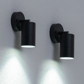 HOFTRONIC - Voordeelverpakking van 2 Lago Wandlampen kantelbaar - IP44 waterdicht voor binnen en buiten - GU10 5 Watt 400 Lumen - 6500K Daglicht wit licht - Zwart - Dimbaar - Wandspot voor tuin, badkamer, slaapkamer