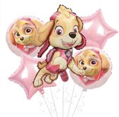 Paw Patrol - Ballon - Folie - Roze - 5 stuks - Folie ballonnen - Skye