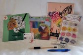 LIBOZA - Kleurboek - Groen - Wordt je rustig van - 72 kleurplaten (zie video) - Tekenblok - 30 kleurtjes - Puntenslijper/gum/potlood - Pen - Bloemstickers - ECO-pen - Hobby - Cadeau Moederdag/Vaderdag - Verjaardag - Volwassenen en kinderen - Kleuren