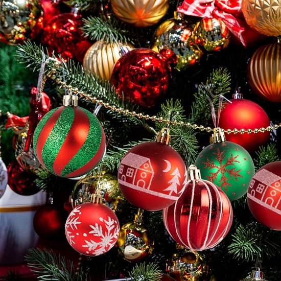 Plastic kerstballen/ornamenten pakket 31x rode kunststof kerstballen mix
