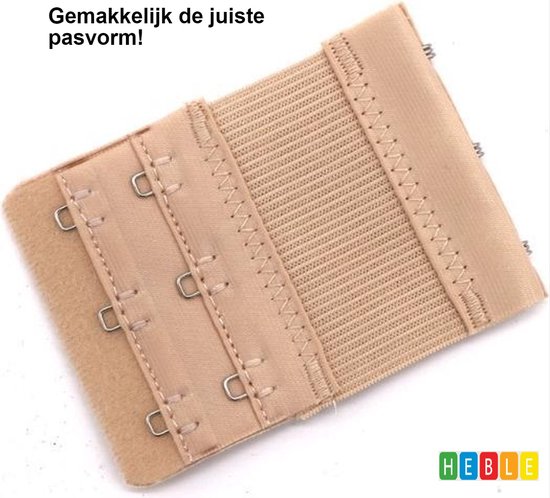 *** 3x Verlengstukje voor BH - 3-Pack Beige - BH verlengstuk - 3Haaks - Multipack Verlengstuk - BH verbreden - van Heble® ***