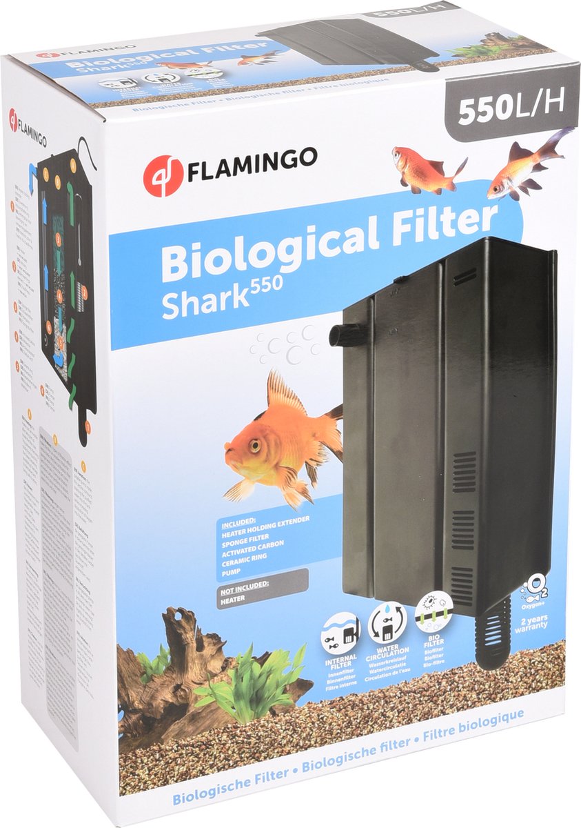 Flamingo aquarium biologische filter Shark zwart L - 22.5x11.5x32cm - voor 100 tot 200L aquaria thumbnail 2